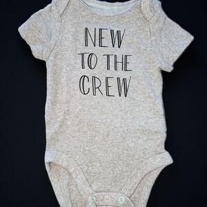 Cloud Island Gray 'New to the Crew' Bodysuit
